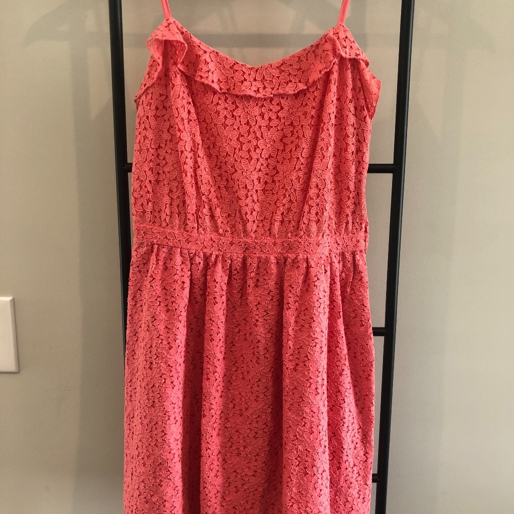 Coral Lace Sundress from Paris, France Never Worn